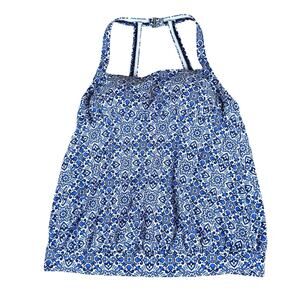 Lands' End Women Tankini Swim Top Sz 16L Built In Bra Floral Boho Beach Vacation
